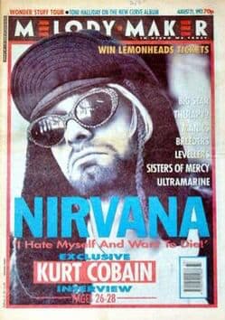 Melody Maker front cover, 1993: Kurt Cobain in sunglasses, exclusive Nirvana interview.